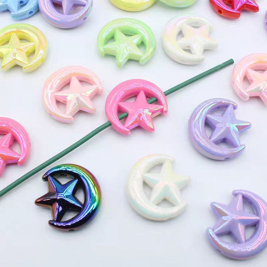 【B176】Moonlight Waktz（27mm）-Star and Moon Beads&Resinous&Luminous