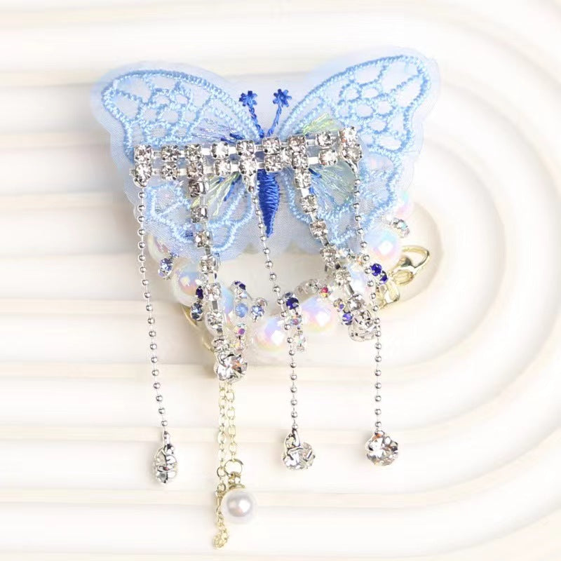 【B193】Velvet Voyage（50*52mm）-Tassel Butterfly Wreath&Plating&Diamond