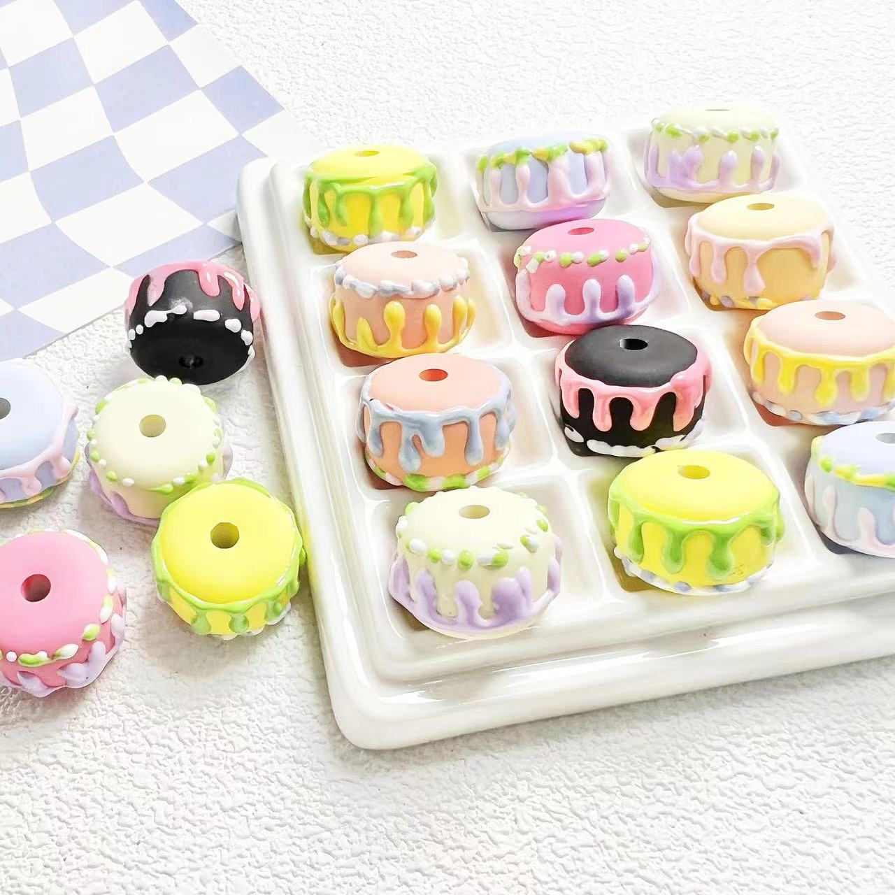 NEW【B198】Hand painted cake beads（20mm*14mm）(5pcs)