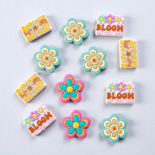 【S101】Bright Summer -Smiling Face Flower Silicone Beads(30mm30mm)