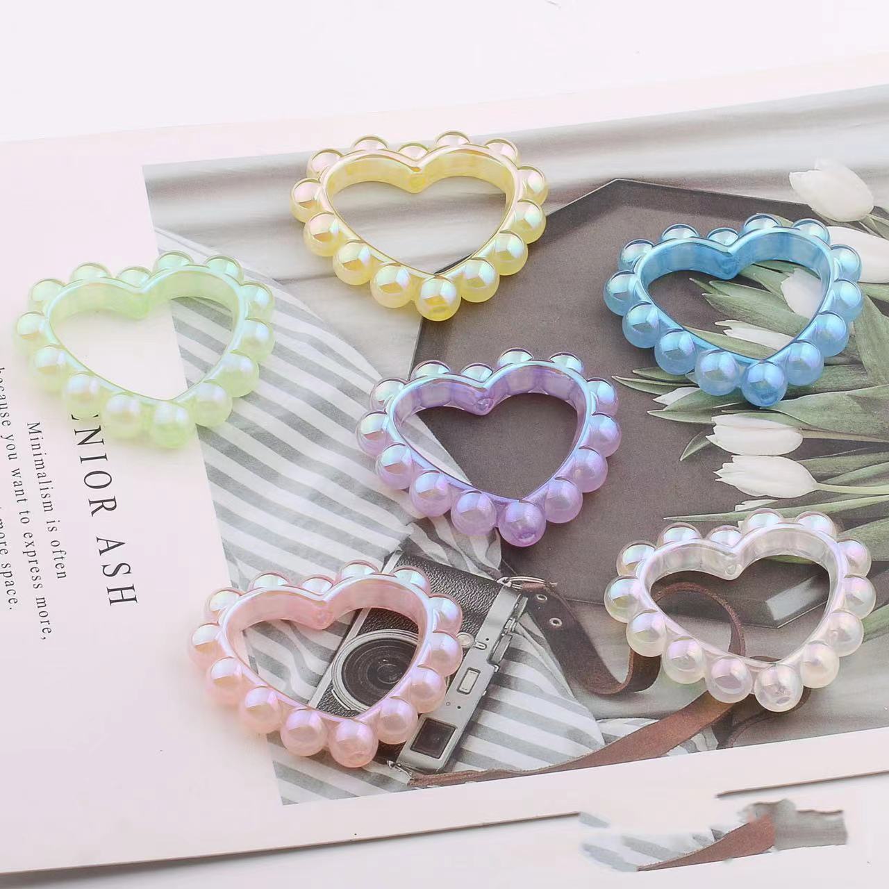 【B205】Love Ring Beads （39*43mm）- Acrylic&Plating