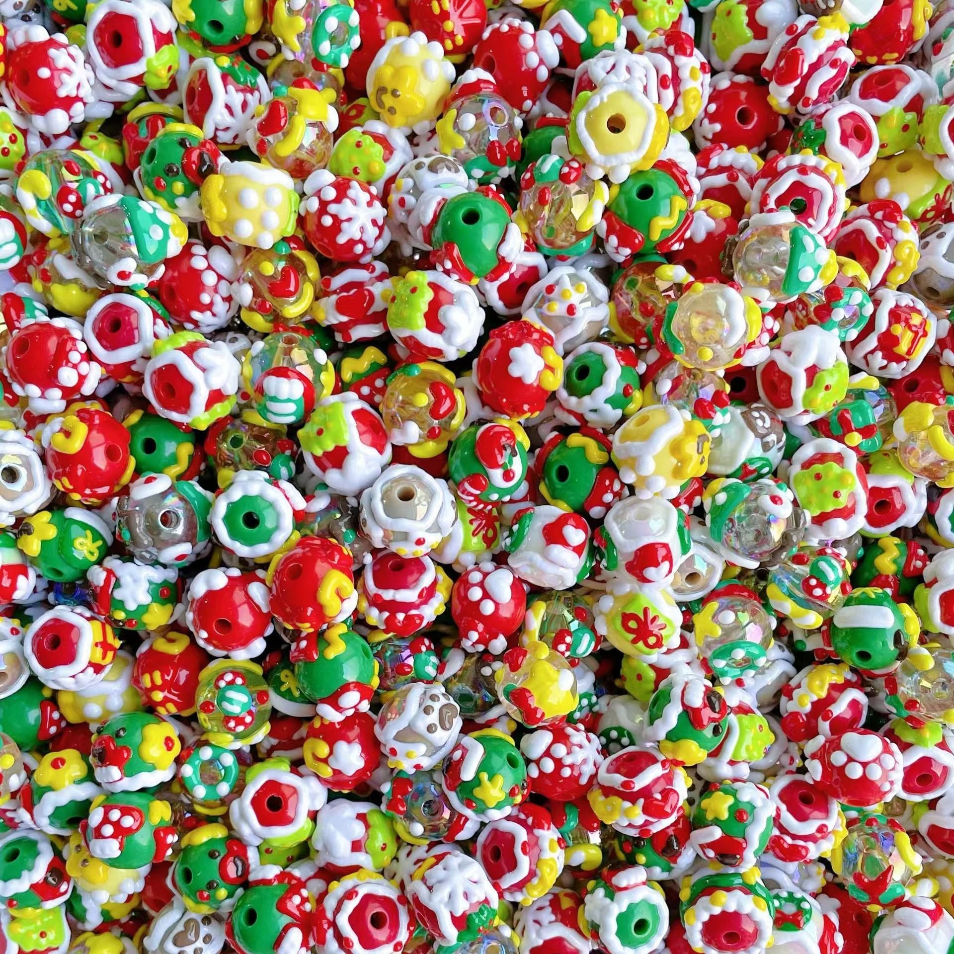 NEW【B274】Christmas handpainting bead