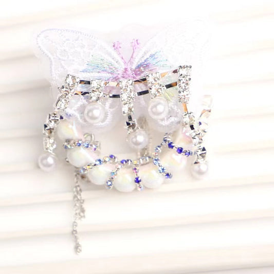 【B193】Velvet Voyage（50*52mm）-Tassel Butterfly Wreath&Plating&Diamond