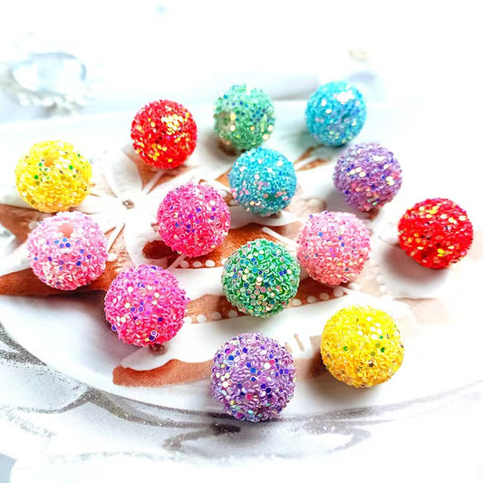 NEW【B188】Surrounded By Beautiful Flowers（16mm）-Candy Colour  Sequins beads&Acrylic