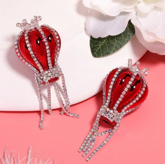 【B153】Glacial Lament（25*36mm）-Crown Balloon&Diamond&Tassel（5pcs）