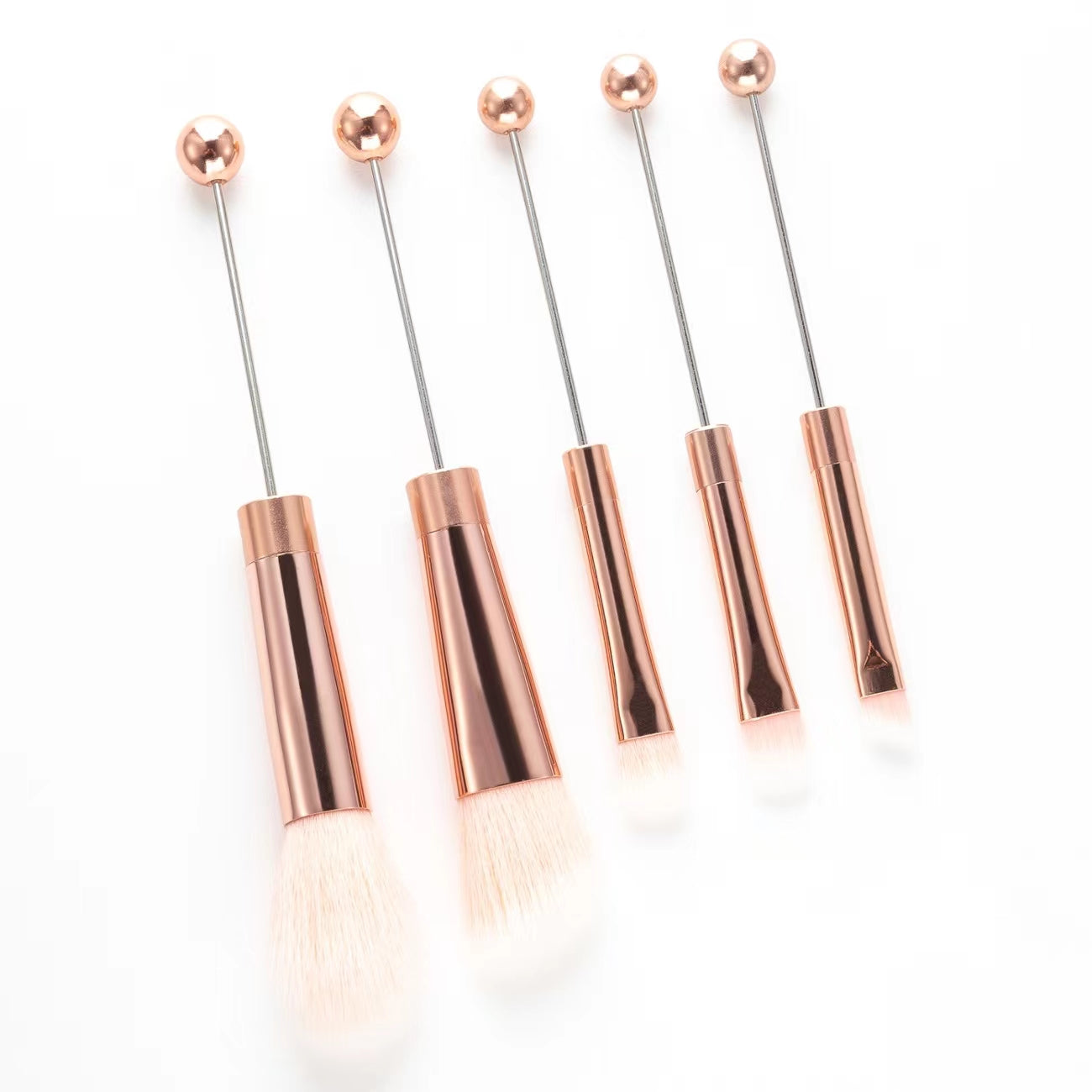 【D316】Set of 5 DIY Metal Handle Beaded Makeup Brushes