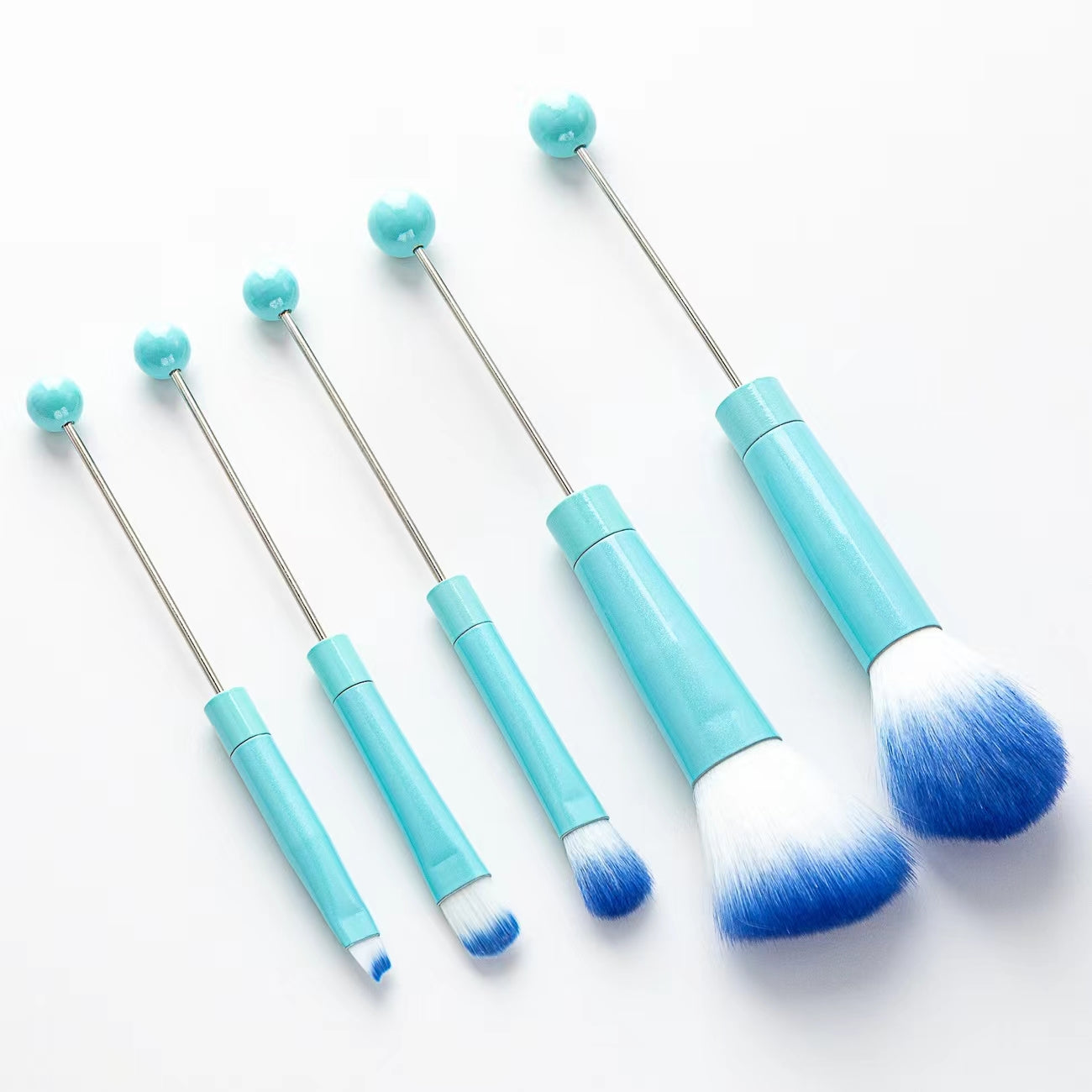 【D316】Set of 5 DIY Metal Handle Beaded Makeup Brushes