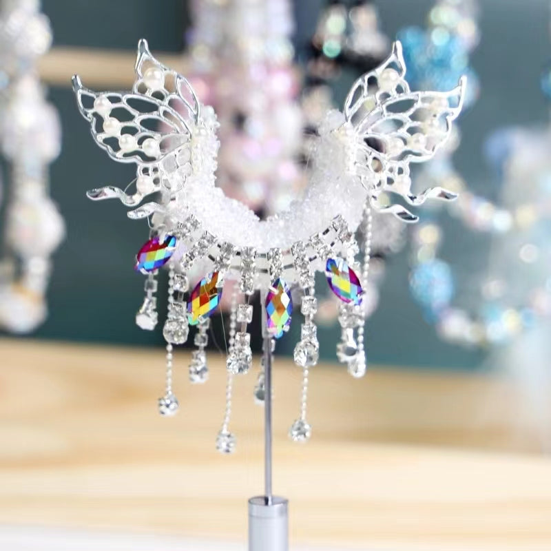 【B192】Frosty Fable（100*80*25mm）-Tassel Moon Butterfly&Acrylic&Diamond