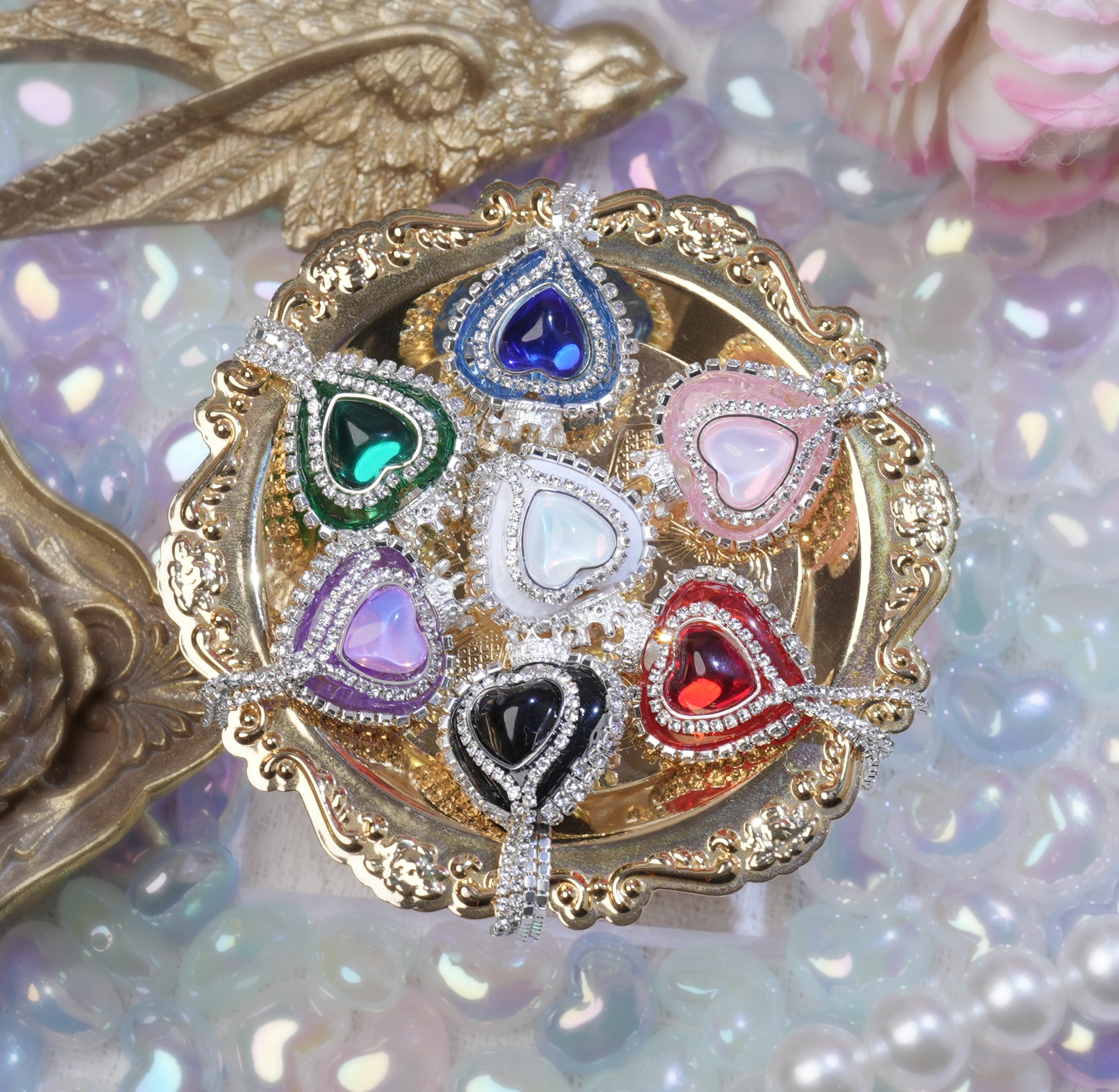 【B148】Be jeweled beads(61*27mm)-Tassels Heart Beads&Crown&Diamond