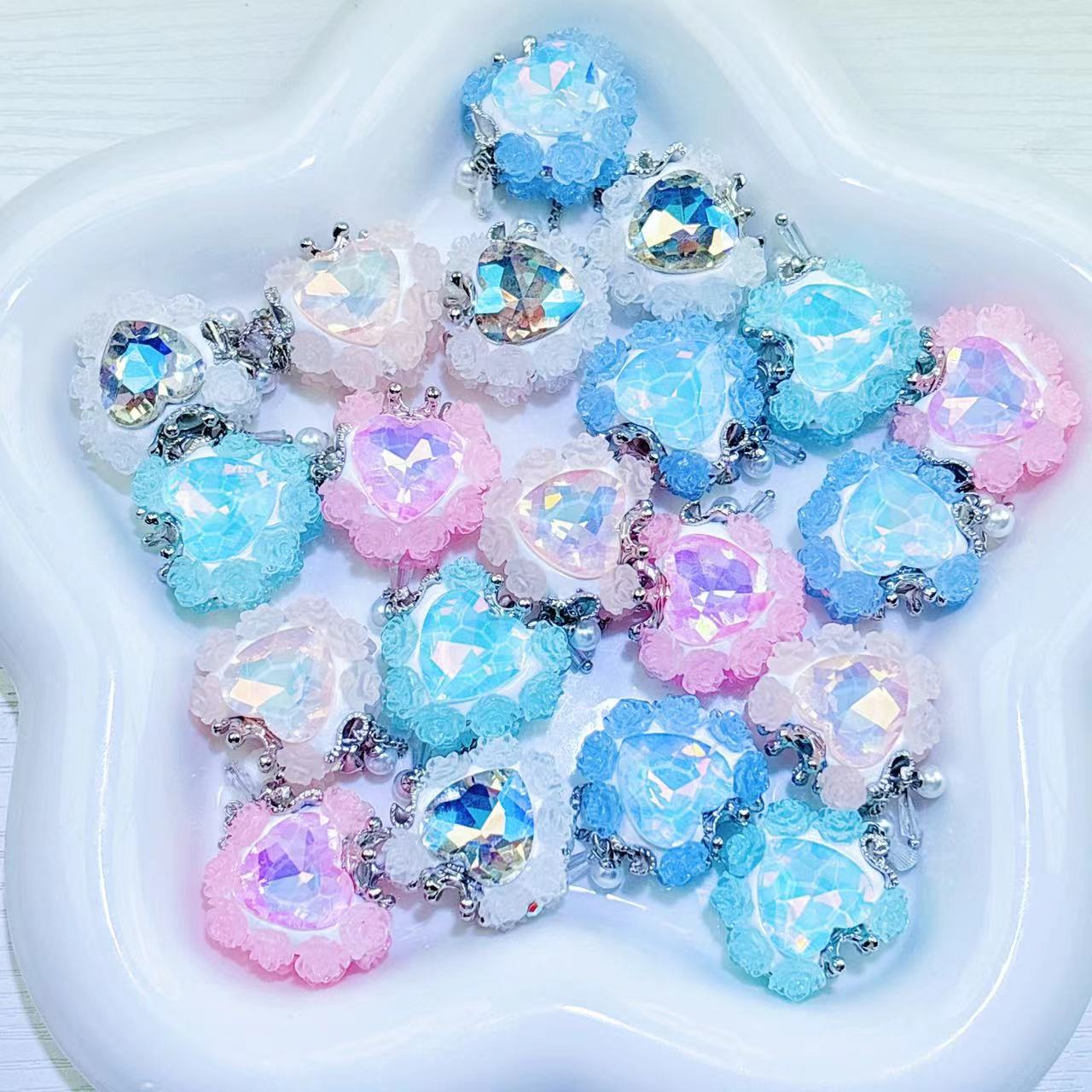 NEW【B190】Tidal Flower（28*25*18mm）-Colour changing diamond beads&Zircon&Soft Pottery