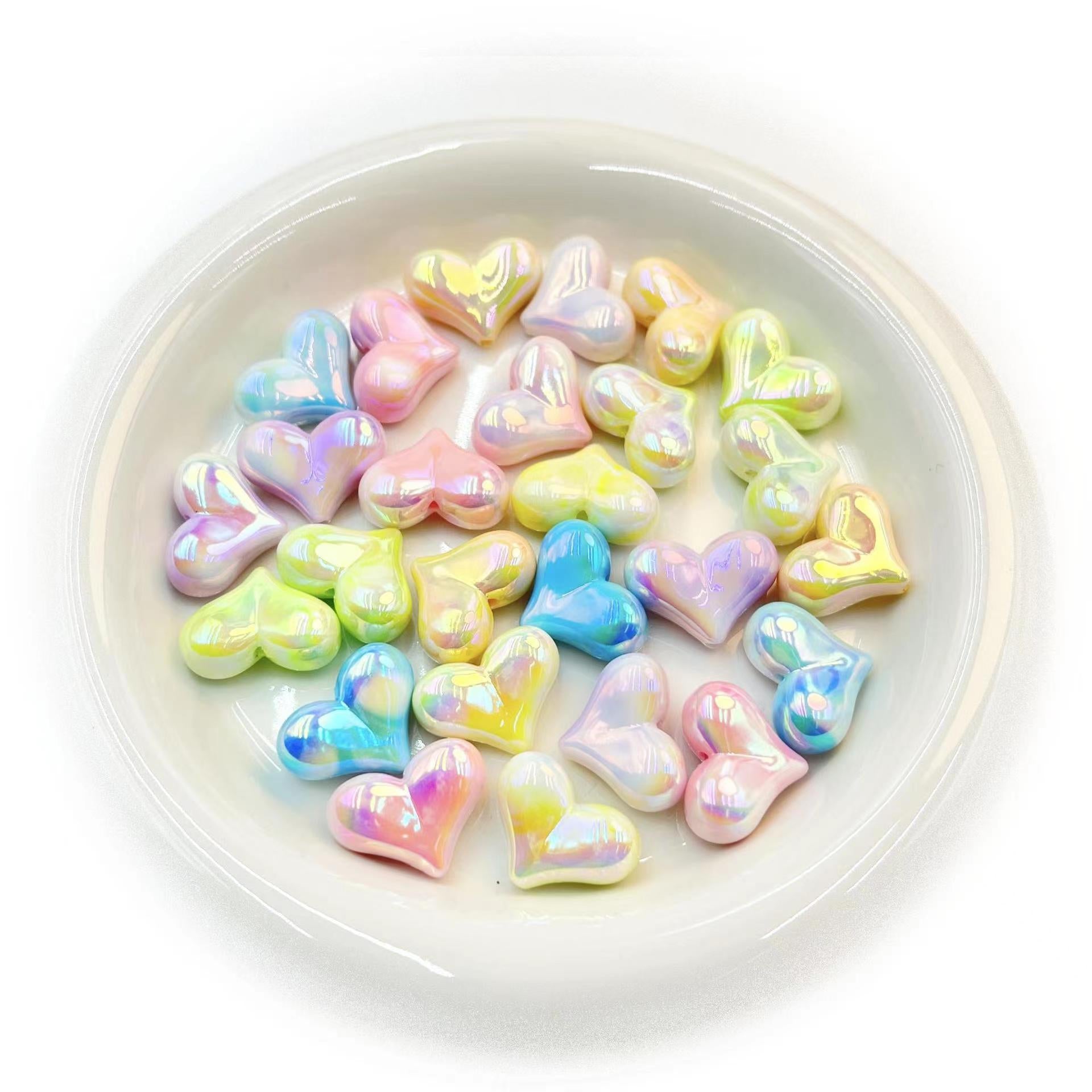 【B126】Eternal Spring（22*16mm）-Colour plated heart beads&UV